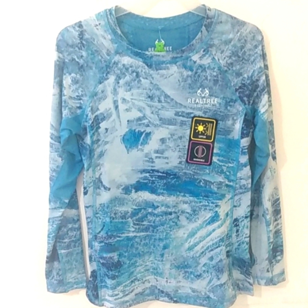REALTREE ASPECT REVERSIBLE PERFORMANCE FISHING LONG SLEEVE TEE SHIRT SIZE S NWT